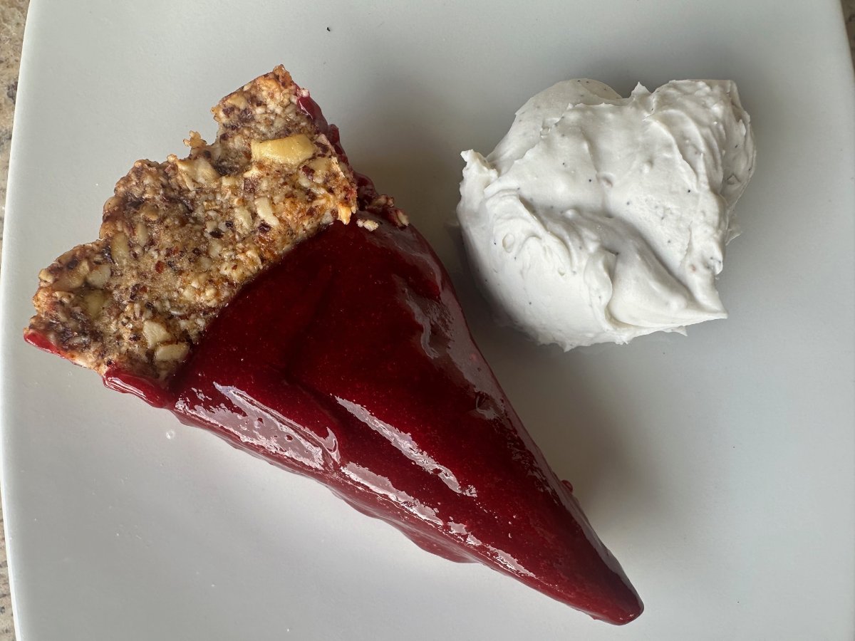 Copy of blackberry mango dark chocolate tart almondine with vanilla bean cream